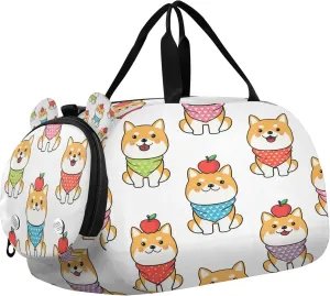 Dogs Youth Sports & Travel Duffle Bag with Shoe Compartment,Waterproof Gym Bag for Girls and Boys (Overnight Essentials Organizer)