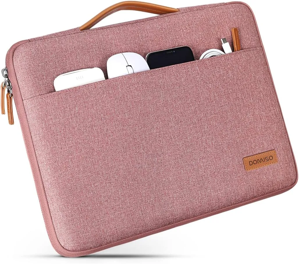 DOMISO 13 inch Laptop Sleeve Case Waterproof Carrying Bag for 12.5-13" Notebook/13 MacBook/12.9" iPad Pro/13 MacBook Air Retina 2018/12.3" Microsoft Surface Pro, Pink