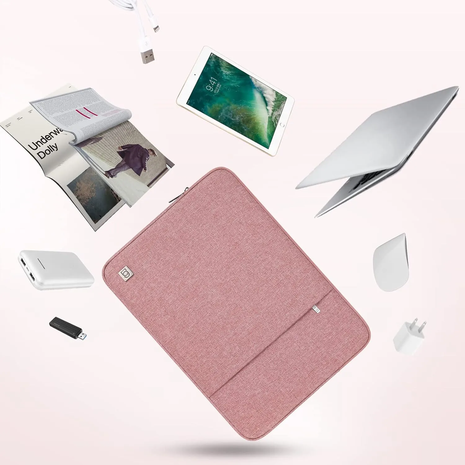 DOMISO 15.6 inch Laptop Sleeve Case Waterproof Carrying Bag for 15.6" Yoga 730 IdeaPad 530S ThinkPad L580/Flex 4 5/ASUS ROG Zephyrus GX501/HP EliteBook/Dell New Latitude 3590, Pink