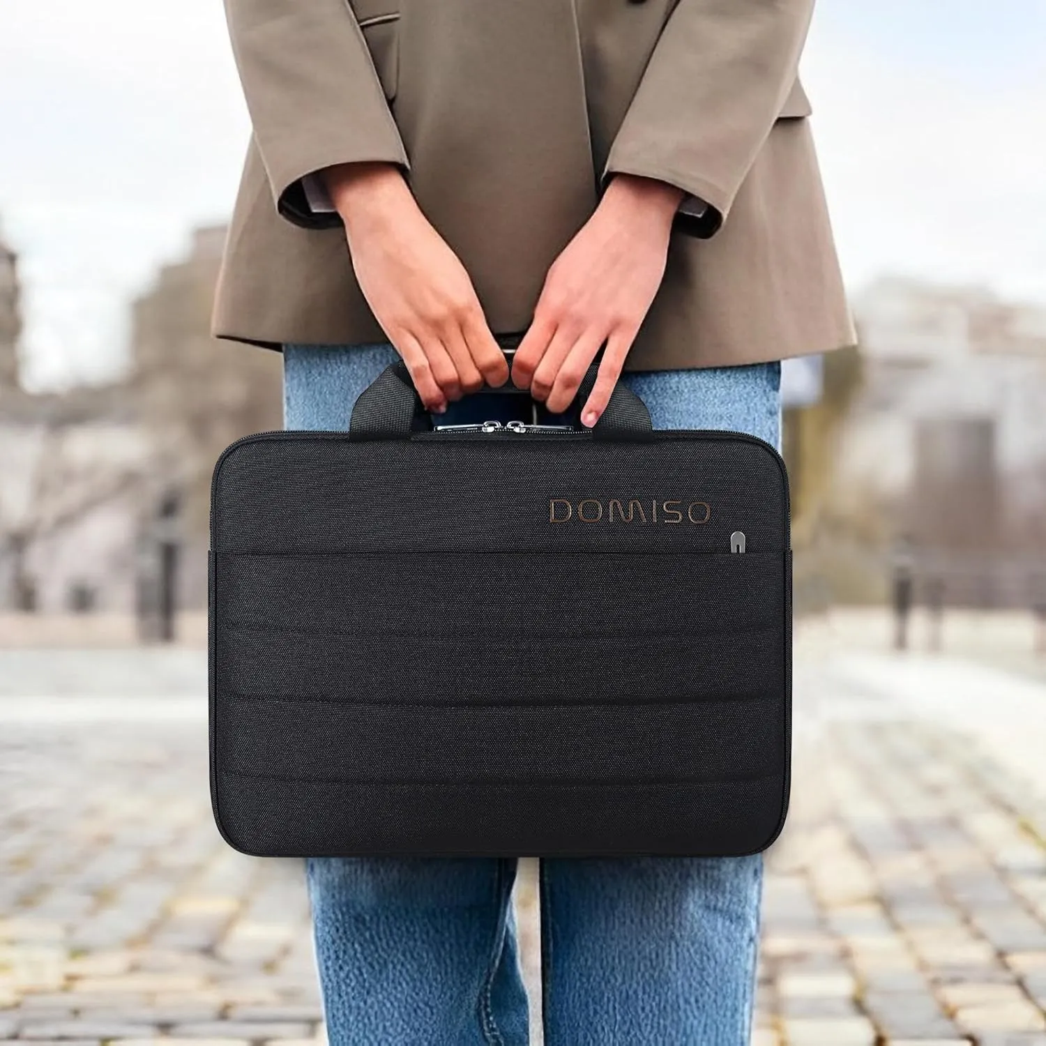 DOMISO 360° Protective 14 Inch Laptop Sleeve Case for Chromebook 14 / HP Stream 14 / Dell Inspiron 14 / Acer Spin 3 Water Resistant Carrying MacBook Case,Black