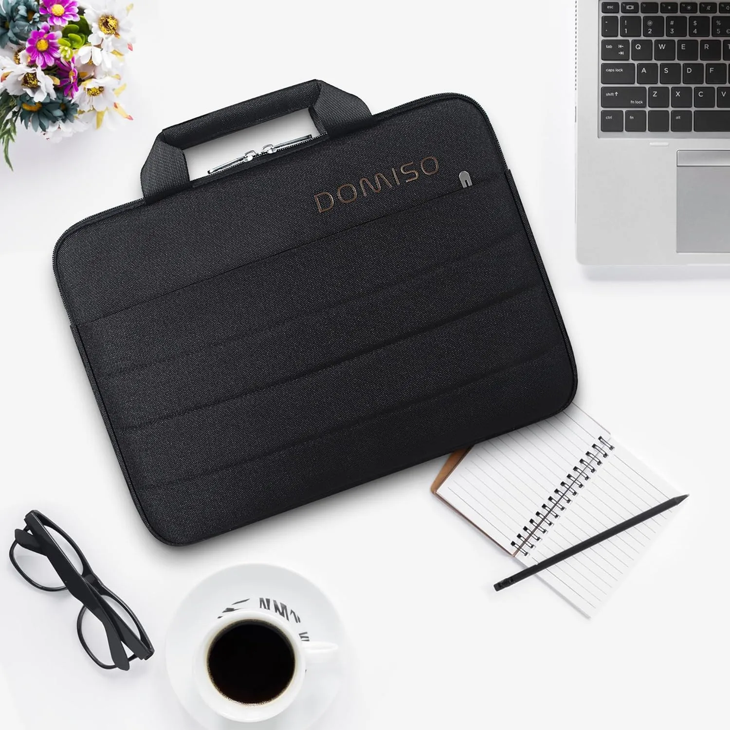 DOMISO 360° Protective 14 Inch Laptop Sleeve Case for Chromebook 14 / HP Stream 14 / Dell Inspiron 14 / Acer Spin 3 Water Resistant Carrying MacBook Case,Black