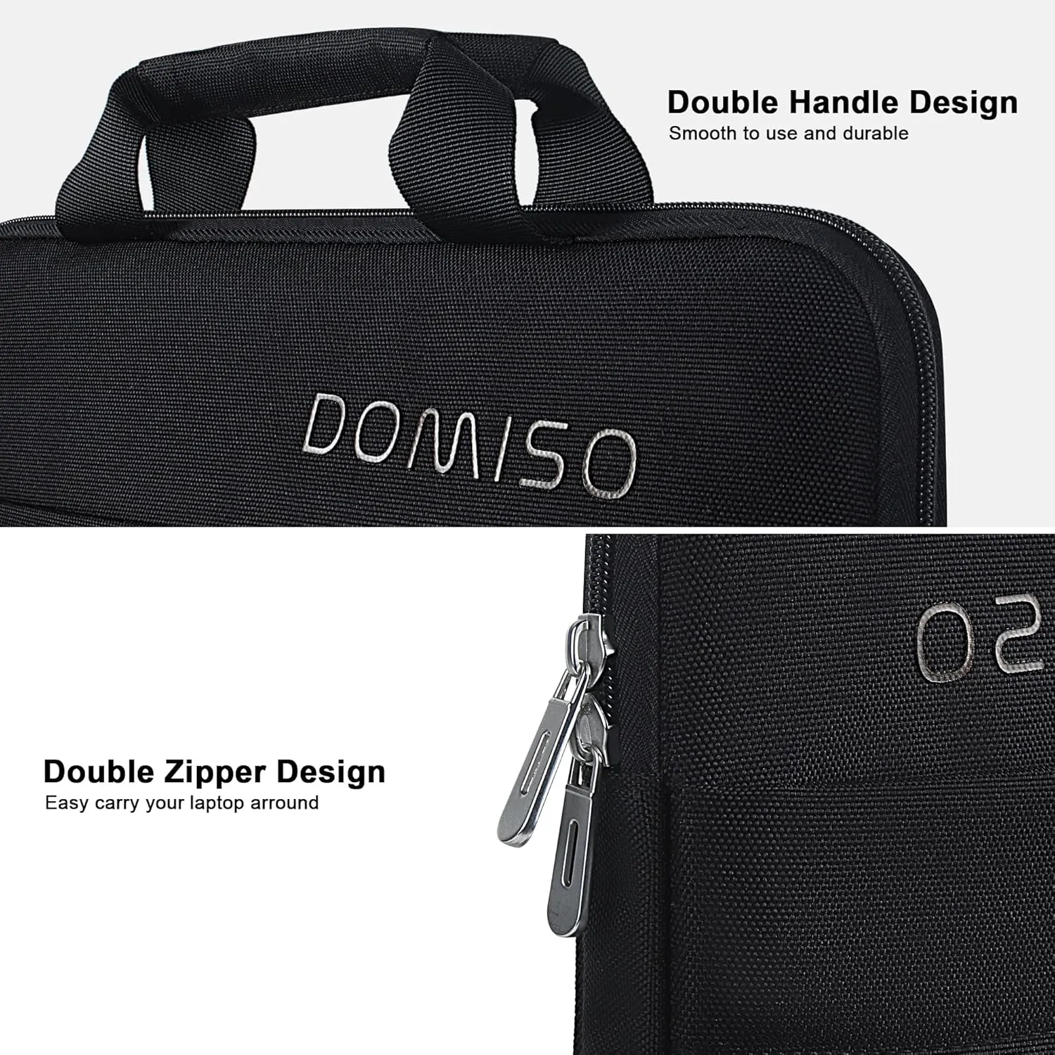 DOMISO 360° Protective 14 Inch Laptop Sleeve Case for Chromebook 14 / HP Stream 14 / Dell Inspiron 14 / Acer Spin 3 Water Resistant Carrying MacBook Case,Black