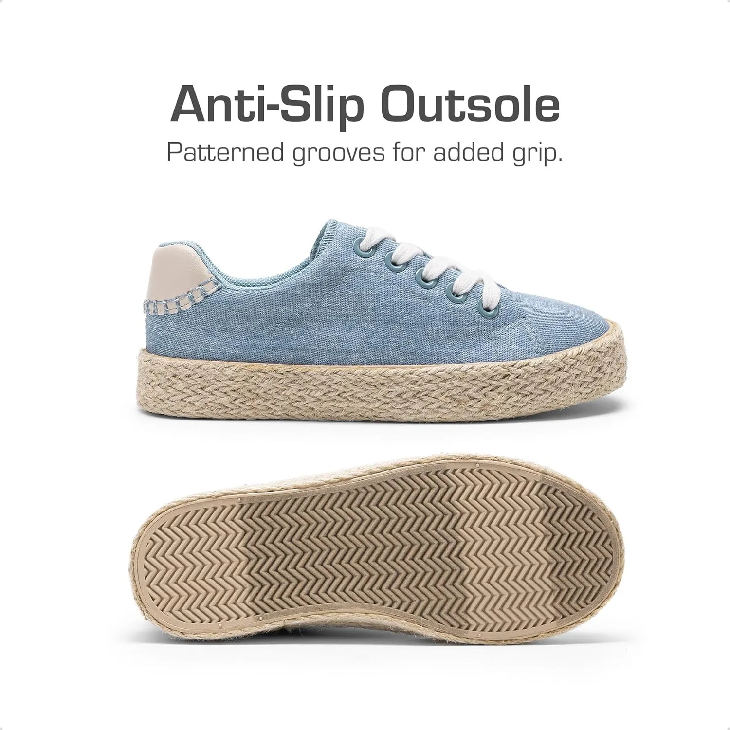 DREAM PAIRS Kid Boys Girls Sneakers Canvas Espadrille Lace Up Walking Casual Shoes