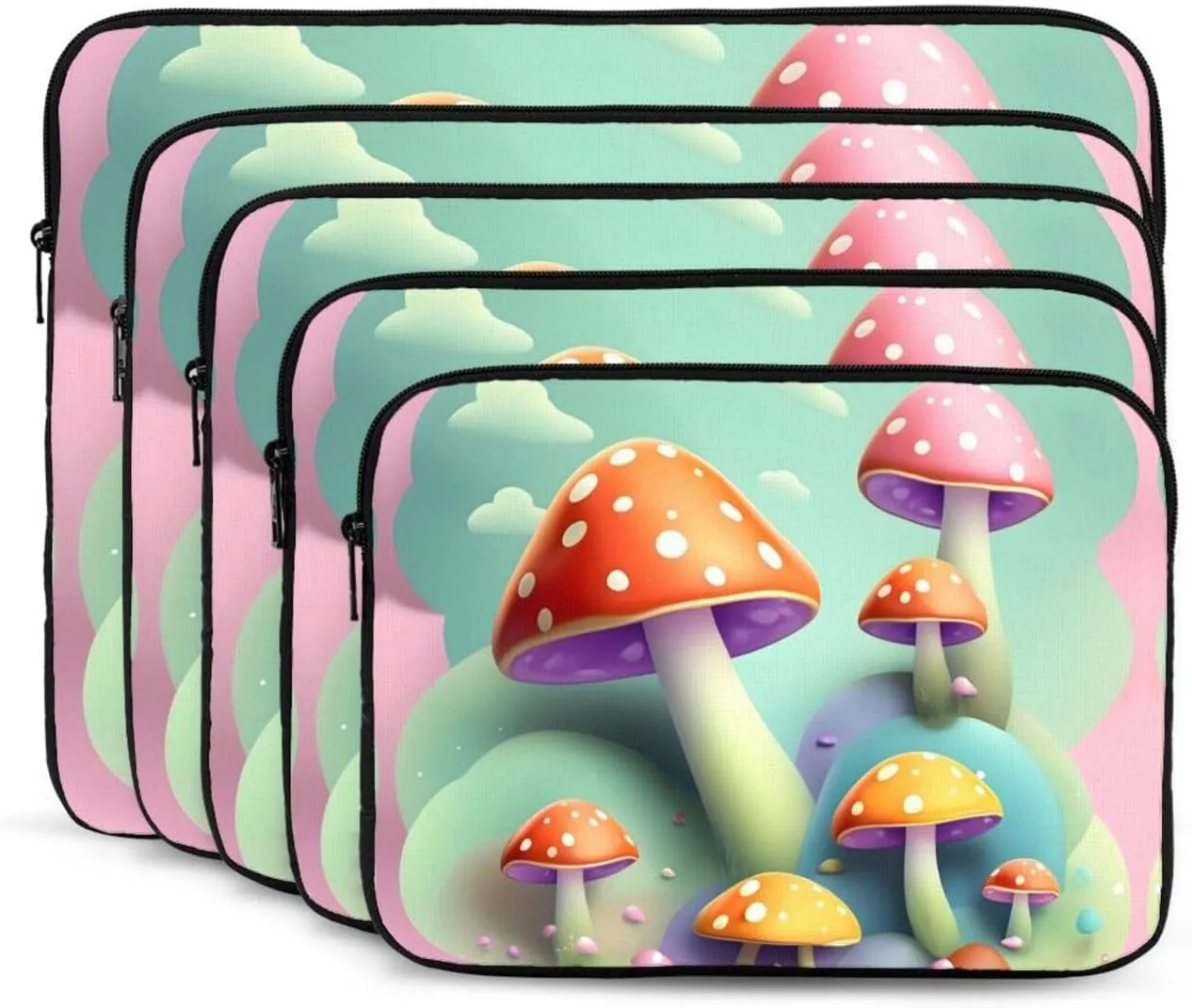 Dreamy Little Mushroom Pattern Shockproof Portable Laptop 17 inch Sleeve Bag for Men and Women - Ideal for Business Travel, School, and Daily Use