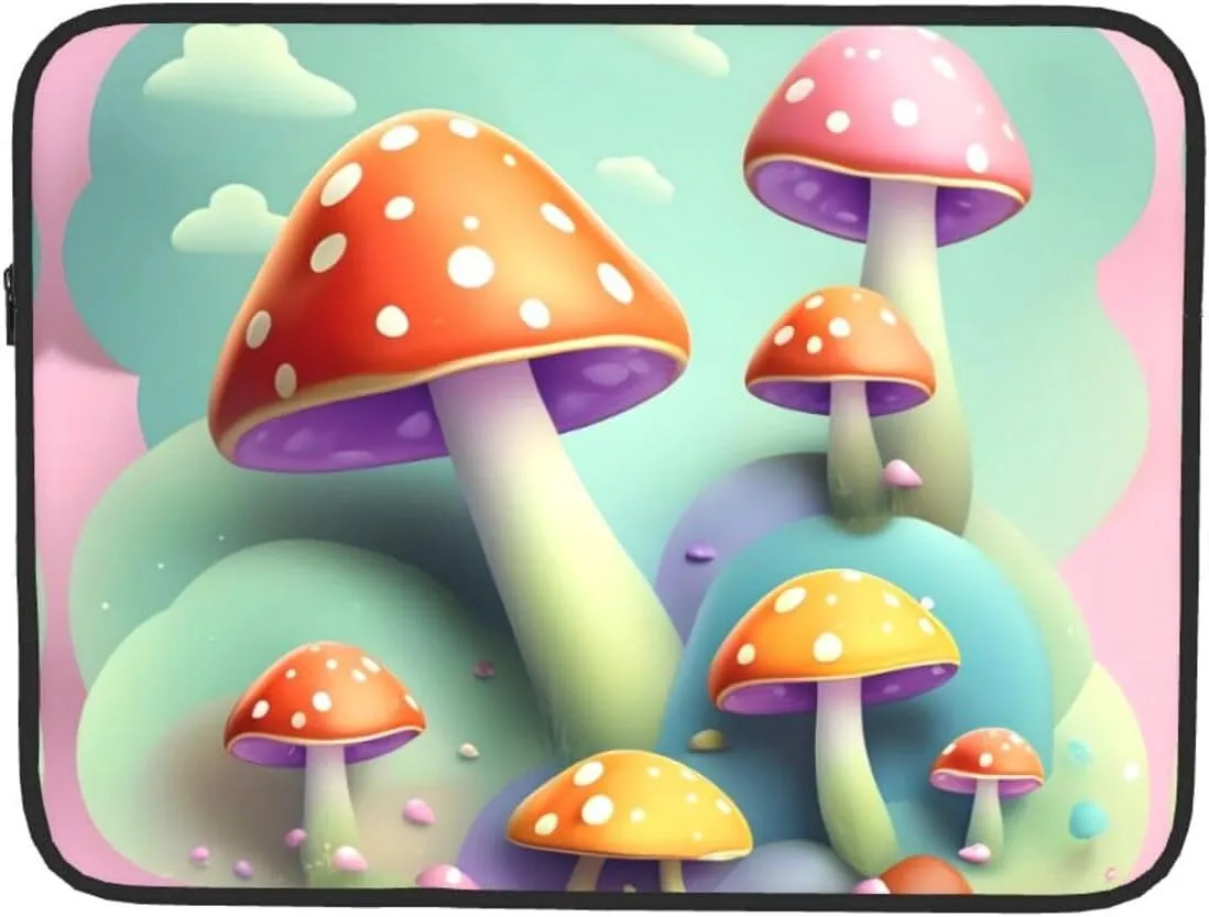 Dreamy Little Mushroom Pattern Shockproof Portable Laptop 17 inch Sleeve Bag for Men and Women - Ideal for Business Travel, School, and Daily Use