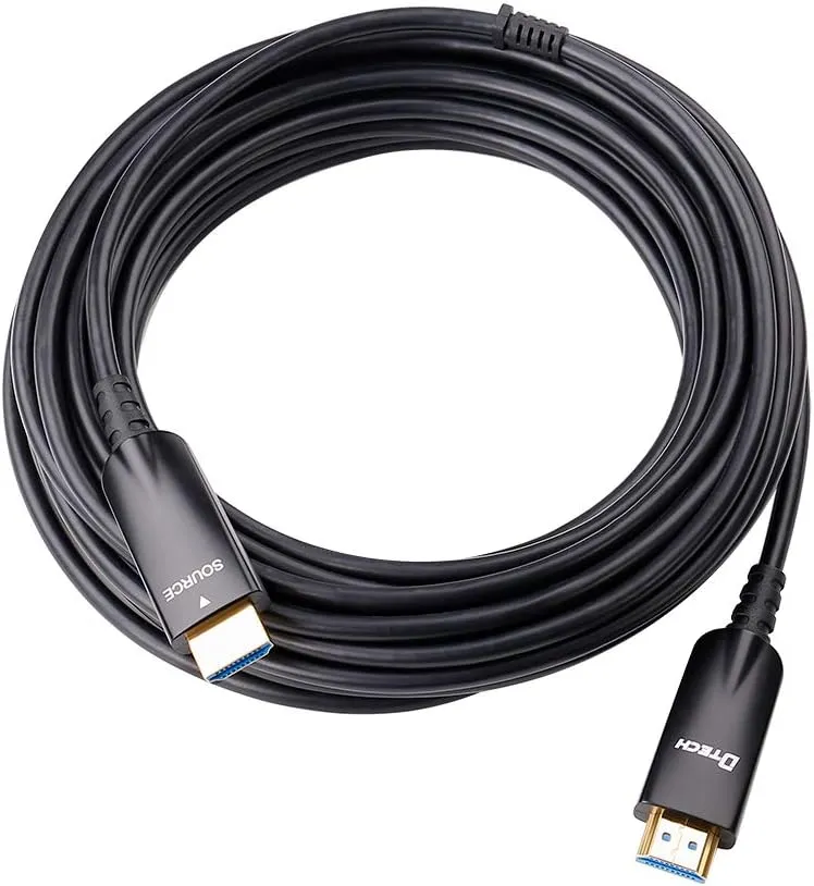 DTech 25ft Fiber Optic HDMI Cable 4K 60Hz 1080p HD Video 3D ARC HDCP CEC High Speed Long Cord for Computer Monitor TV Projector (25 Feet, Black)