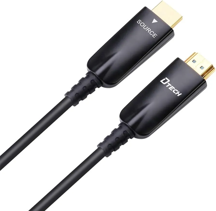DTech 25ft Fiber Optic HDMI Cable 4K 60Hz 1080p HD Video 3D ARC HDCP CEC High Speed Long Cord for Computer Monitor TV Projector (25 Feet, Black)