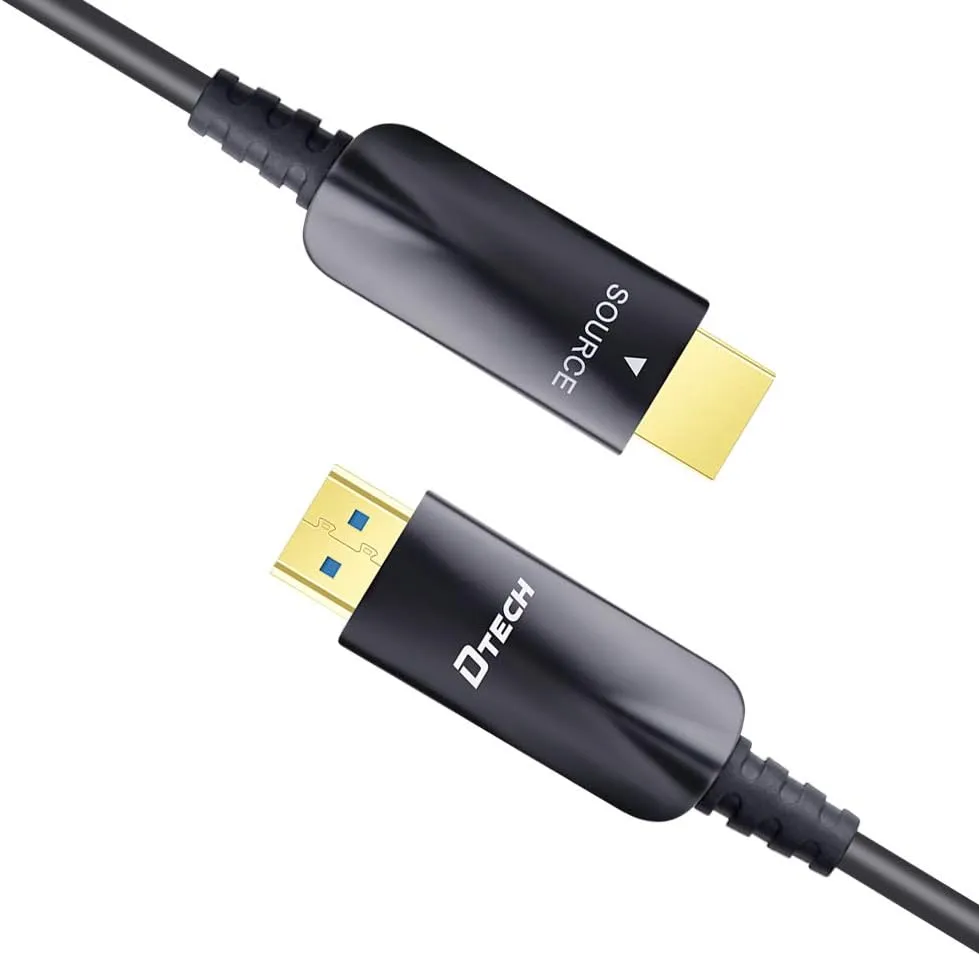 DTech 25ft Fiber Optic HDMI Cable 4K 60Hz 1080p HD Video 3D ARC HDCP CEC High Speed Long Cord for Computer Monitor TV Projector (25 Feet, Black)