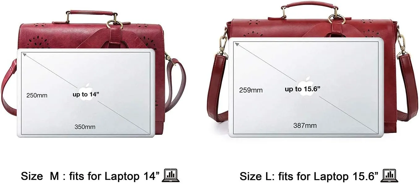 ECOSUSI Women's Briefcase Vegan Leather Laptop Bag for Work Shoulder Computer Satchel Bag with Detachable Bow