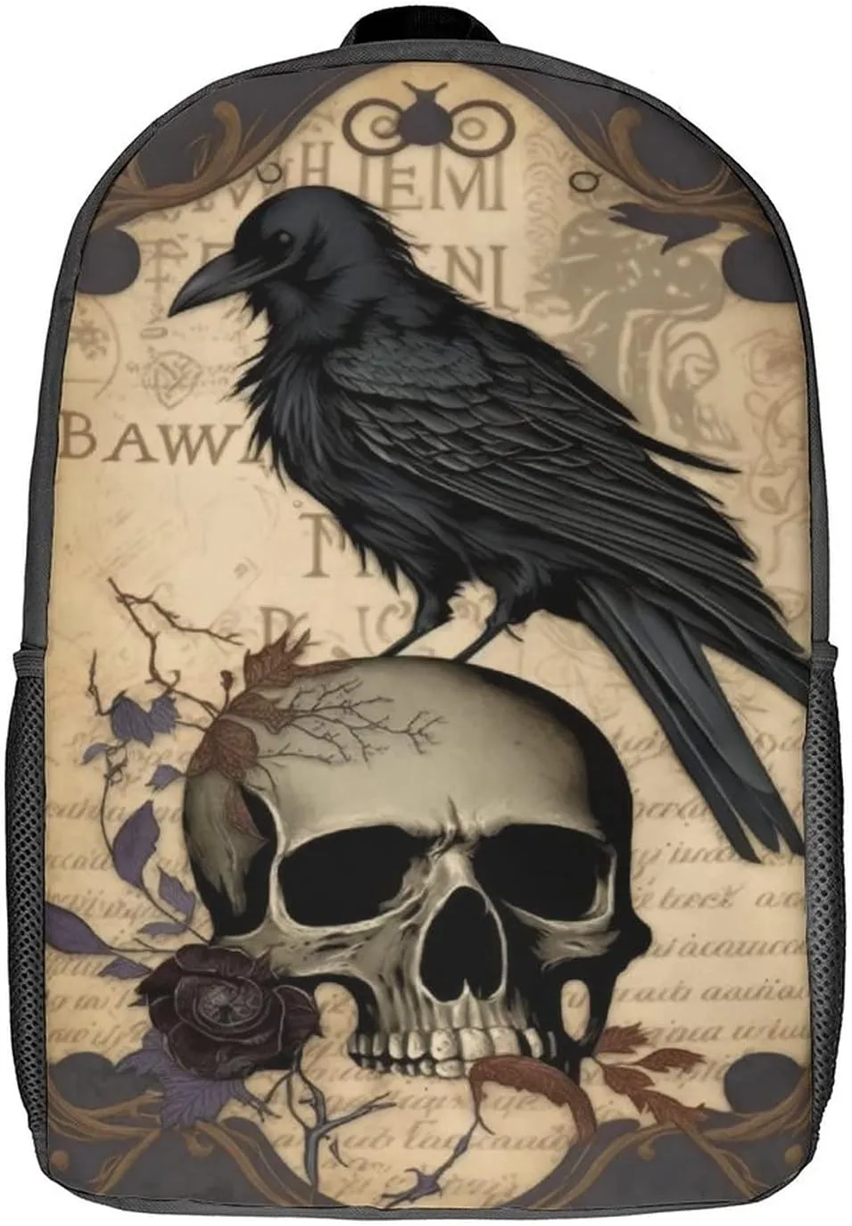 Edgar Allan Poe The Raven Skull Backpack with Adjustable Straps, Suitable for Travel Picnics Activities