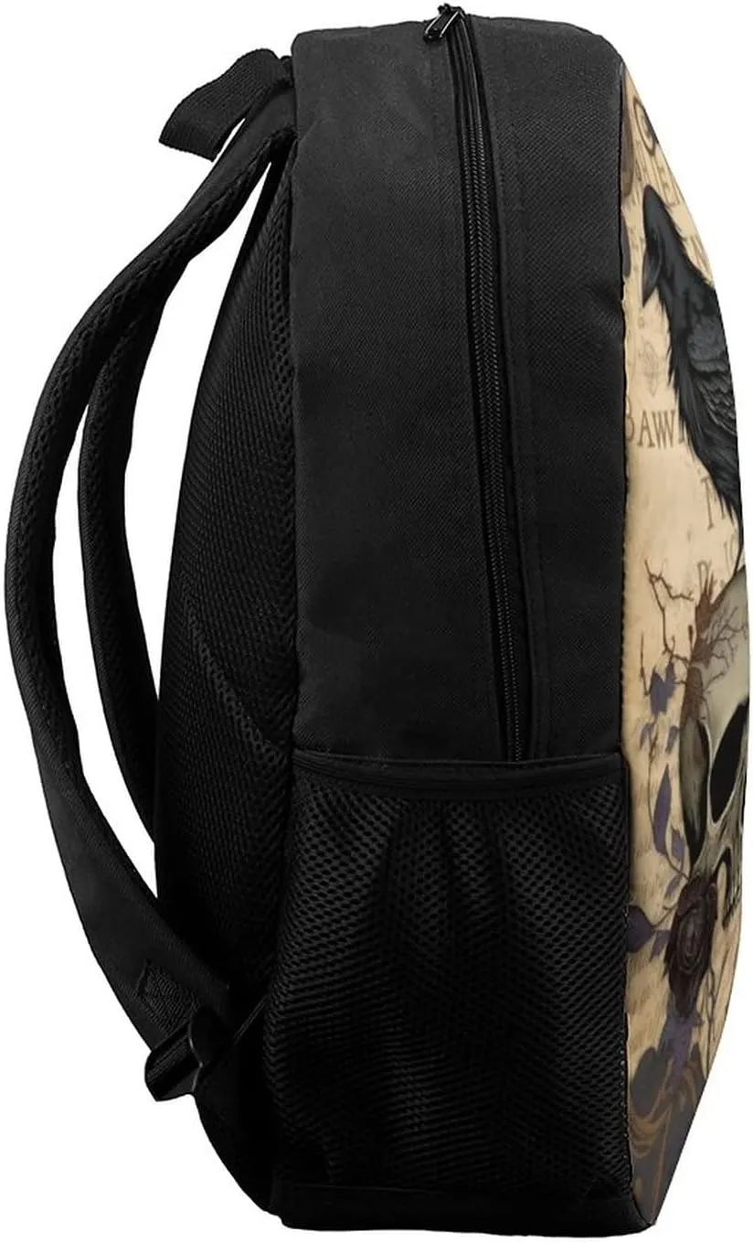 Edgar Allan Poe The Raven Skull Backpack with Adjustable Straps, Suitable for Travel Picnics Activities