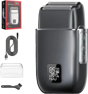 Electric Foil Shavers for Men, 3 Speed Electric Razor for Men, High Speed Dual Floating Blades, IPX7 Waterproof Wet & Dry, LED Display, USB Type C Charging, Foil Razor for Face/Beard/Head (Black)