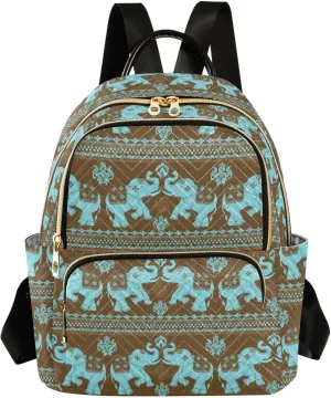 Elephant Backpack Purse, Ladies Fashion Shoulder Bag Small Bookbag Daypack Travel Bag for Women