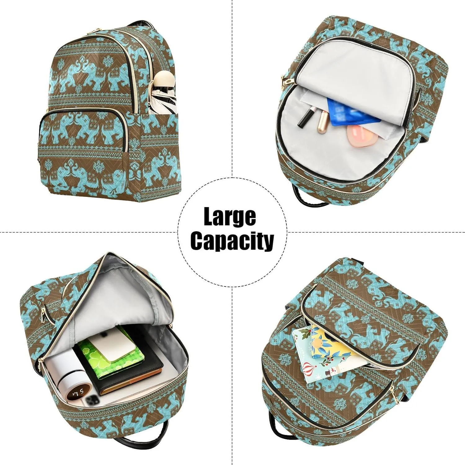 Elephant Backpack Purse, Ladies Fashion Shoulder Bag Small Bookbag Daypack Travel Bag for Women