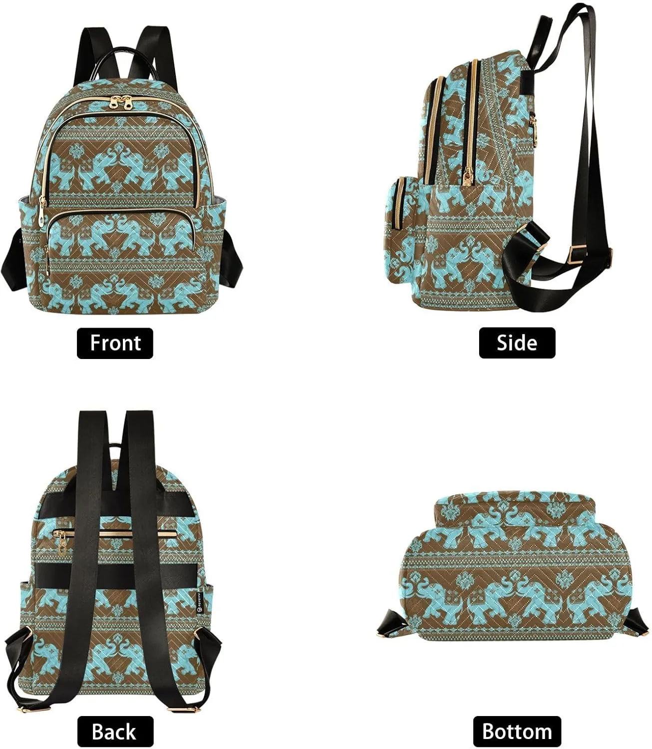 Elephant Backpack Purse, Ladies Fashion Shoulder Bag Small Bookbag Daypack Travel Bag for Women