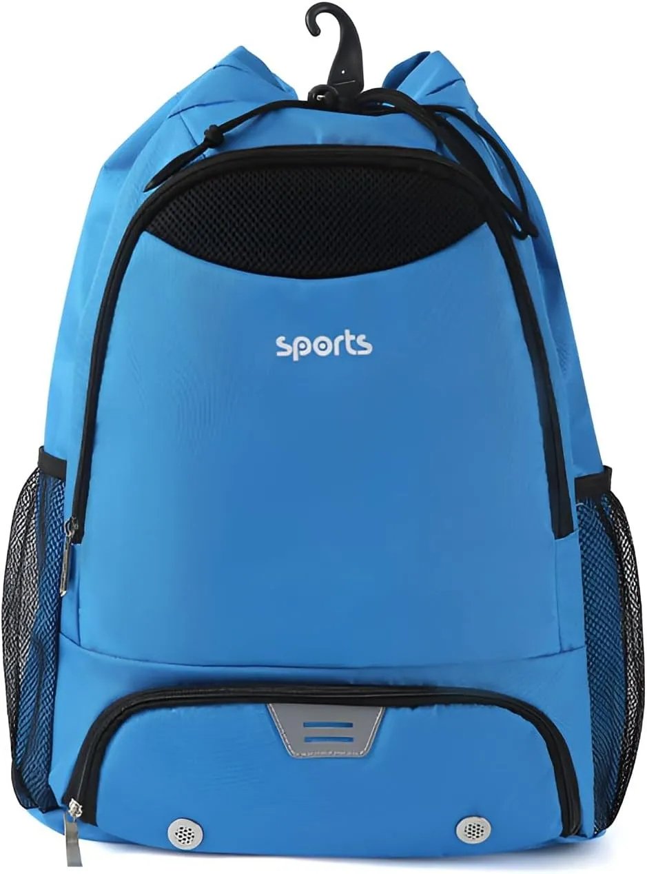 Ellniges]【Basketball Equipment Backpack 600D Tear- Oxford Bag with Court Hook & 3-Zone Storage System - Ventilated/Ball Pockets   Dedicated Shoe Compartment for Athletes/Cyclists