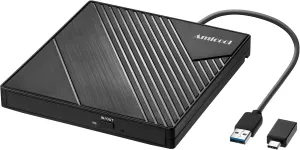 External DVD Drive USB 3.0 USB C CD Burner CD/DVD  /-RW Optical Drive, Slim Portable DVD CD ROM Rewriter Writer Duplicator for Laptop Desktop PC Windows 11/10/8/7 MacBook Mac Linux OS Apple