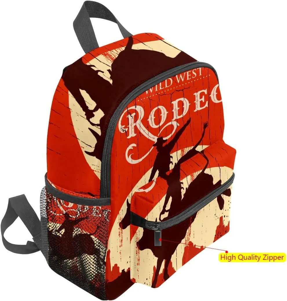 FCZ Kids School Bag Girls Boys Preschool Toddler Backpack for Boy Girl Lightweight Shoulder Book Bag for Kids Perfect Back Pack for Toddler to Kindergarten Wild West RODEO Cowboy