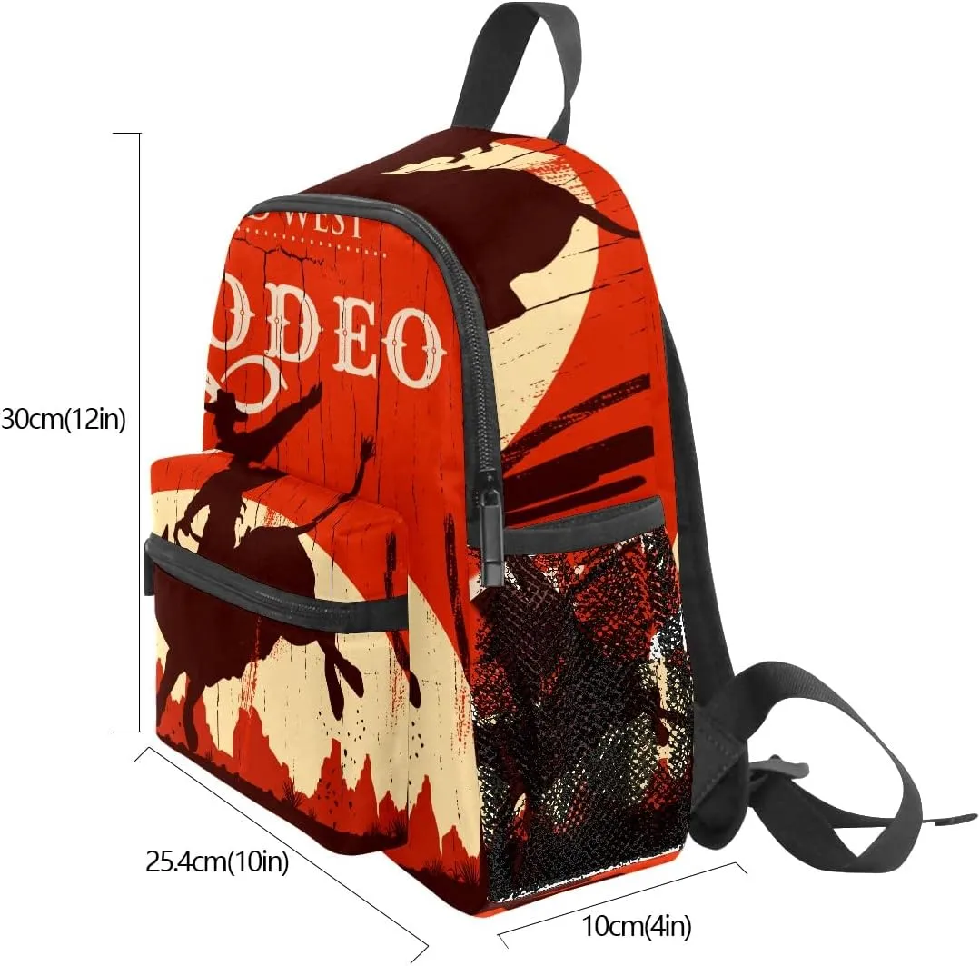 FCZ Kids School Bag Girls Boys Preschool Toddler Backpack for Boy Girl Lightweight Shoulder Book Bag for Kids Perfect Back Pack for Toddler to Kindergarten Wild West RODEO Cowboy
