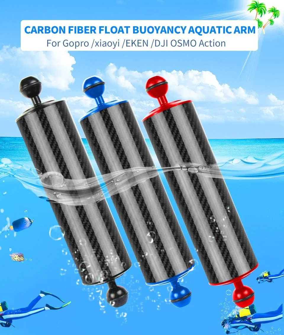 FEICHAO D60mm Diving Photography Float Buoyancy Aquatic Lamp Arm 108g /312g /447g /584g 1 Inch Dual Ball 5/8 /10 /12Inch Underwater DSLR Action Camera Upgraded Version (12inch -584g,Red)