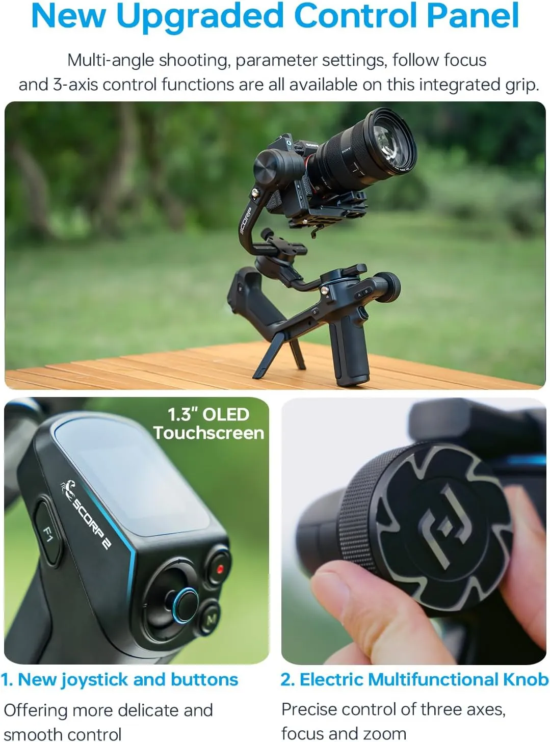 FeiyuTech SCORP 2 [Combo]: Camera Gimbal Stabilizer   Poratble Bag ARRI Rosettes Gear Carbon Fiber Bar,Built-in AI Tracker,1.3'' Touch Screen,for Sony/Canon/Nikon/Fujifilm Mirrorless&DSLR Camera