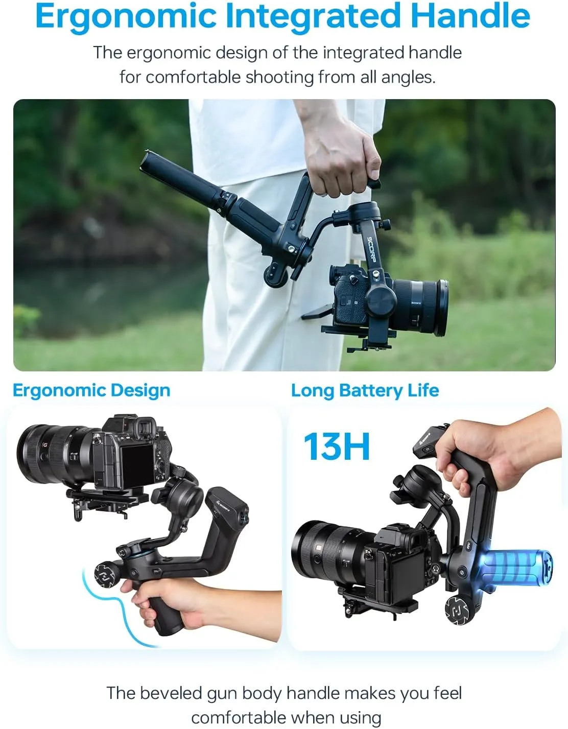 FeiyuTech SCORP 2 [Combo]: Camera Gimbal Stabilizer   Poratble Bag ARRI Rosettes Gear Carbon Fiber Bar,Built-in AI Tracker,1.3'' Touch Screen,for Sony/Canon/Nikon/Fujifilm Mirrorless&DSLR Camera