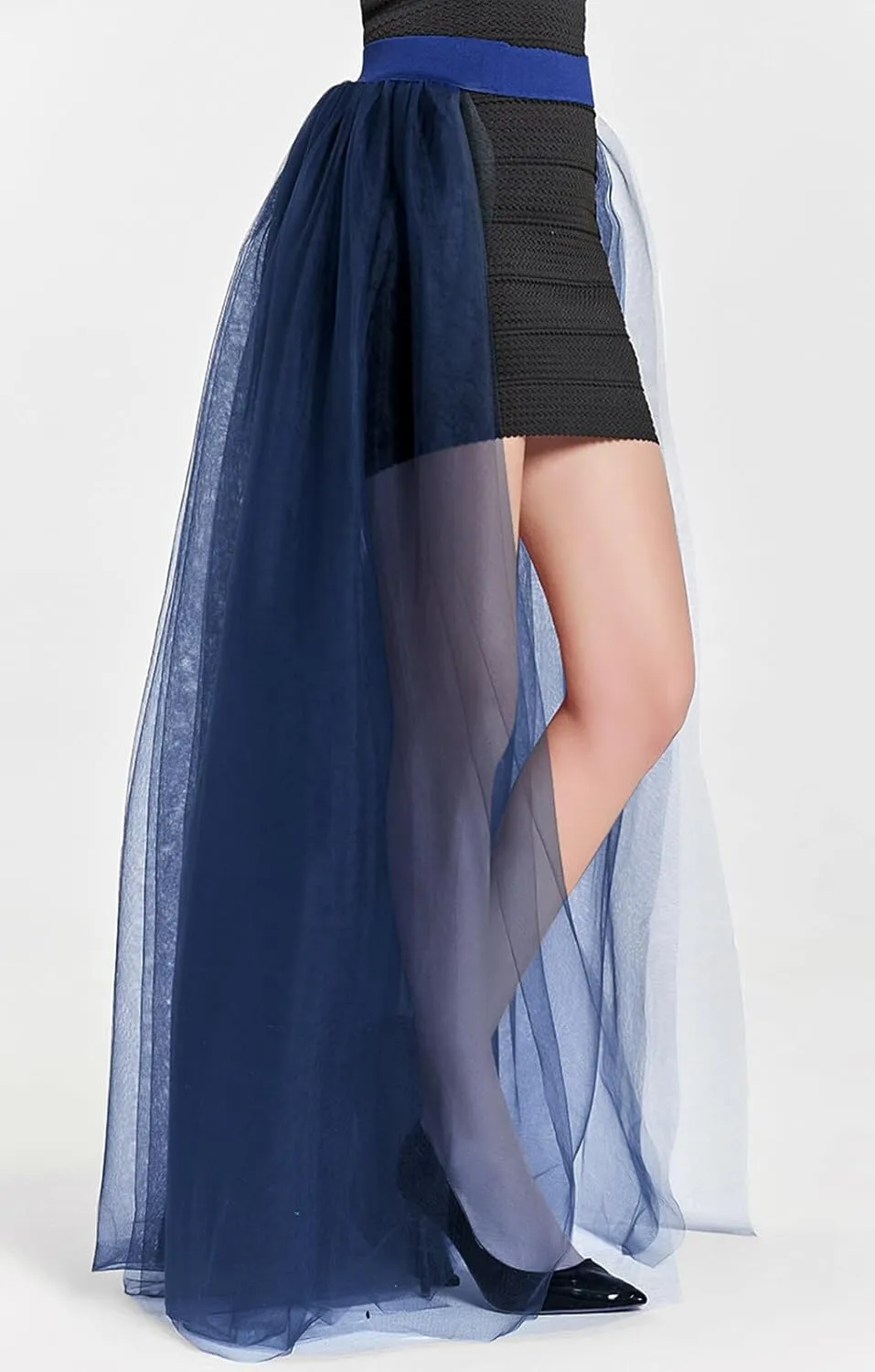 FEOYA Tulle Overskirt Train Mesh 4 Layers Overlay Long Tutu Skirts Floor Length Detachable Wedding Train Skirt