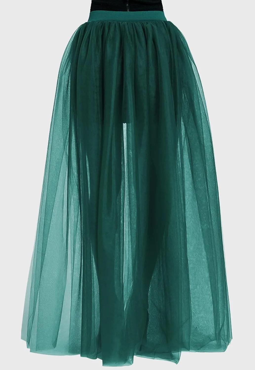 FEOYA Tulle Overskirt Train Mesh 4 Layers Overlay Long Tutu Skirts Floor Length Detachable Wedding Train Skirt