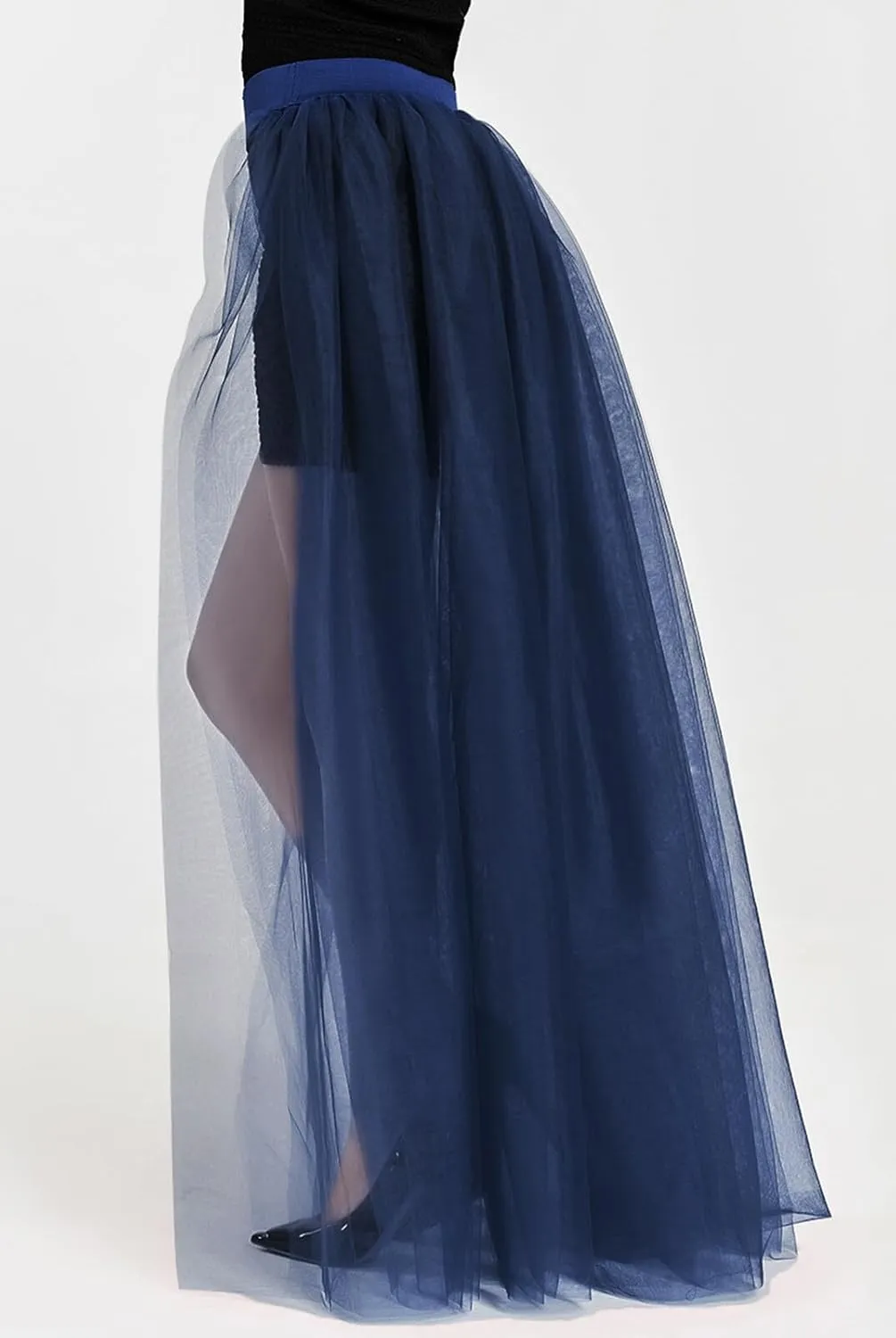 FEOYA Tulle Overskirt Train Mesh 4 Layers Overlay Long Tutu Skirts Floor Length Detachable Wedding Train Skirt