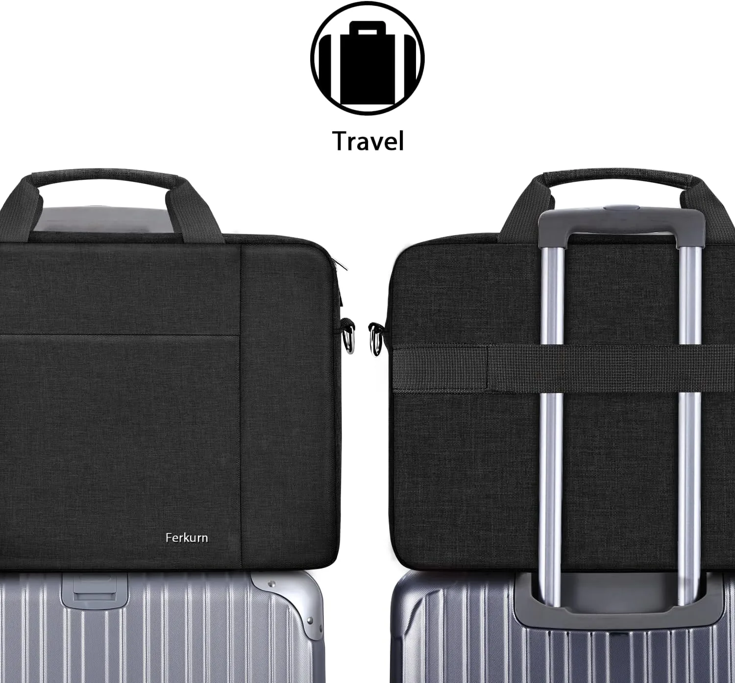 Ferkurn Laptop Bag Case for Women Men Computer Bag Compatible with HP Envy Pavilion Omen/LG Gram/MSI/Dell Inspiron XPS/Lenovo/Acer, Shoulder Strap Carrying Messenger Briefcase, Black, 14 Inch