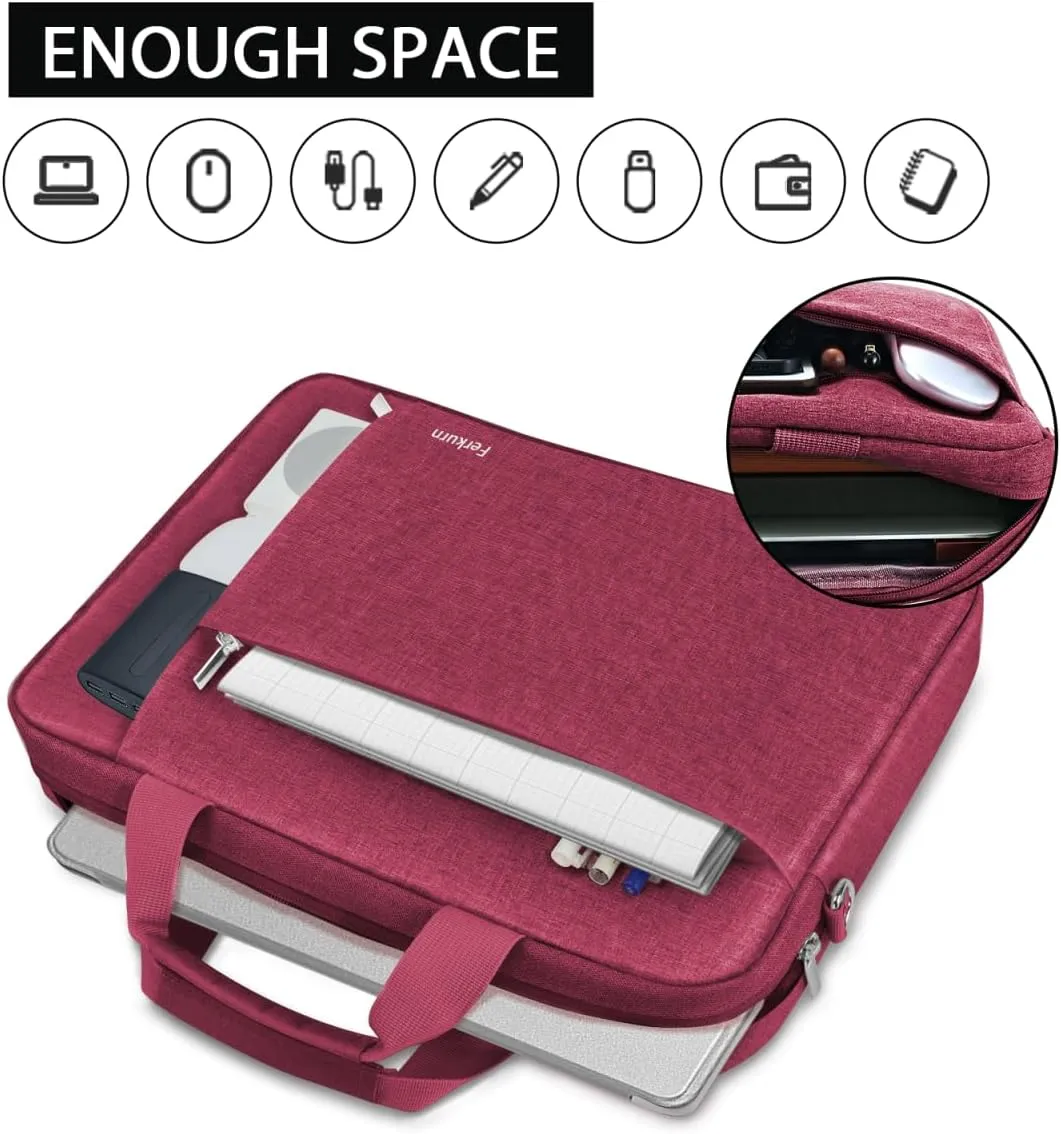 Ferkurn Laptop Bag Case for Women Men Computer Bag Compatible with HP Envy Pavilion Omen/LG Gram/MSI/Dell Inspiron XPS/Lenovo/Acer, Shoulder Strap Carrying Messenger Briefcase, Red, 17 17.3 Inch