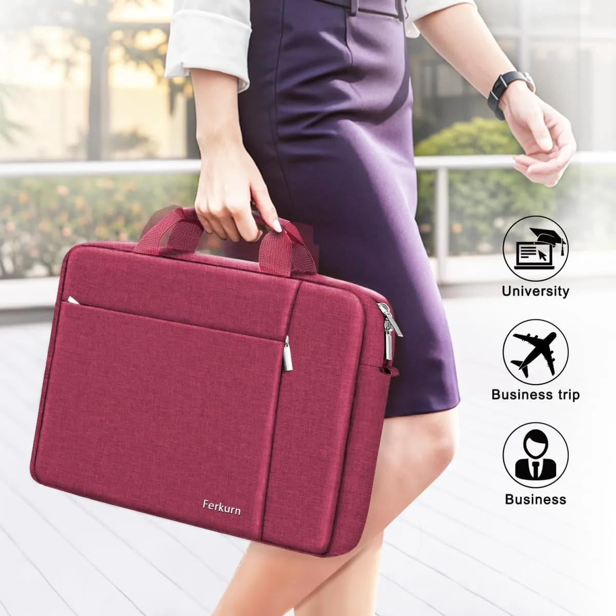 Ferkurn Laptop Bag Case for Women Men Computer Bag Compatible with HP Envy Pavilion Omen/LG Gram/MSI/Dell Inspiron XPS/Lenovo/Acer, Shoulder Strap Carrying Messenger Briefcase, Red, 17 17.3 Inch