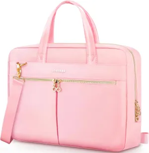 Ferkurn Laptop Bag Case Women Men Computer Bag Compatible with MacBook/HP/LG/Dell, Shoulder Strap Slim Carrying Messenger Briefcase, Pink, 14 Inch