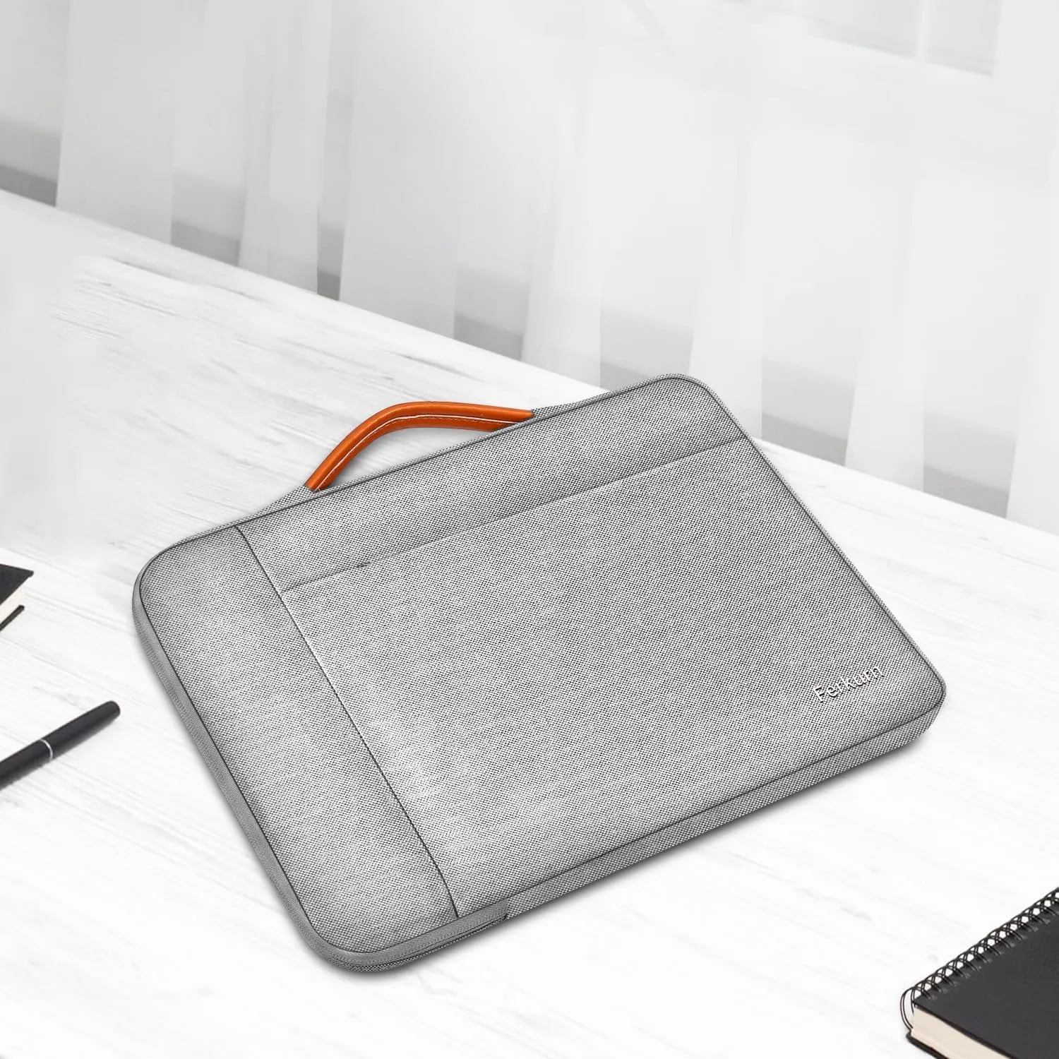Ferkurn Laptop Case Bag Chromebook Case Sleeve for MacBook Air/Pro, Dell Inspiron, ASUS Zenbook, HP Pavilion, Lenovo IdeaPad, Samsung Chromebook, Acer, Computer Carrying Bag Cover,Light Gray,15.6 Inch