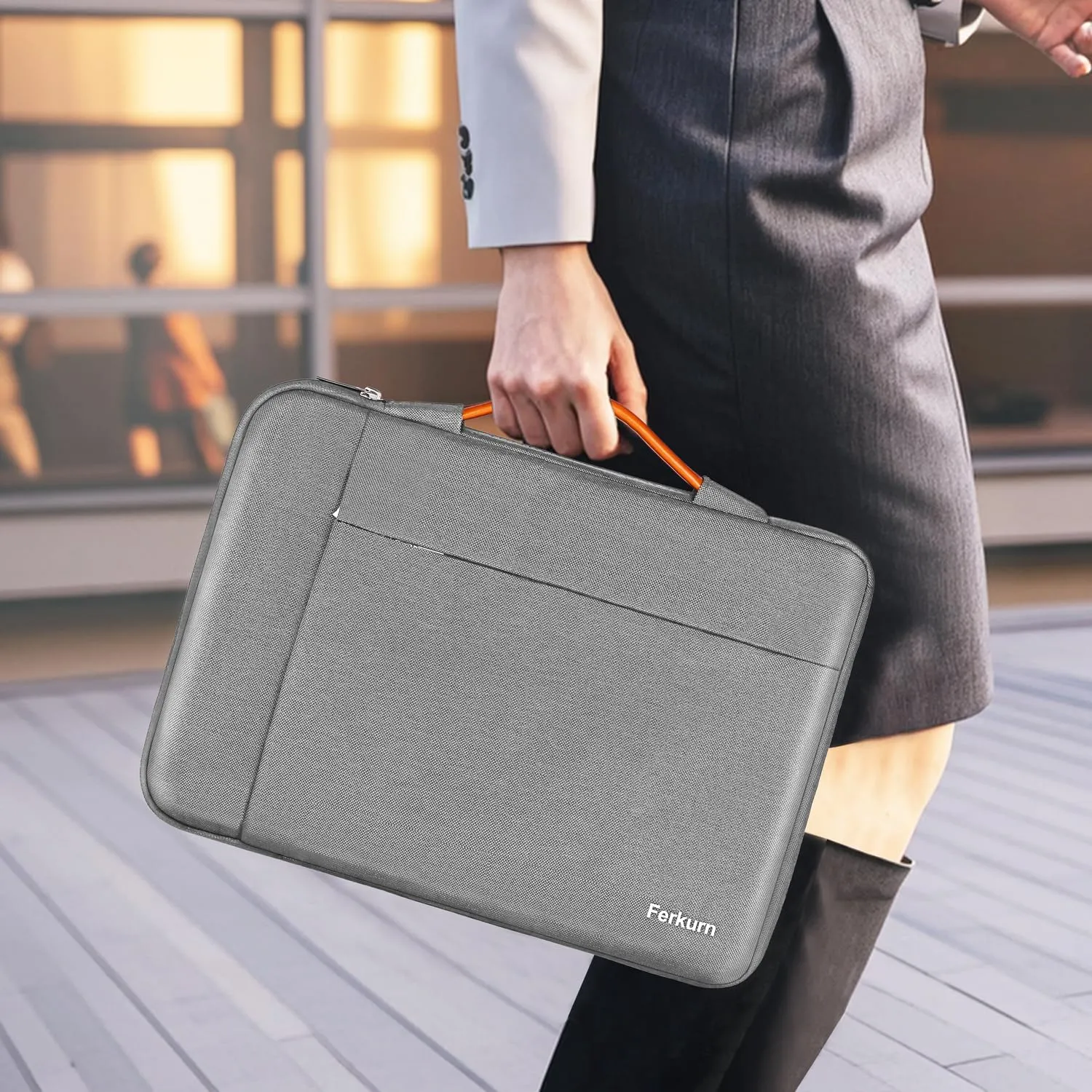 Ferkurn Laptop Case Bag Chromebook Case Sleeve for MacBook Air/Pro, Dell Inspiron, ASUS Zenbook, HP Pavilion, Lenovo IdeaPad, Samsung Chromebook, Acer, Computer Carrying Bag Cover,Light Gray,15.6 Inch