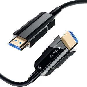Fiber Optic HDMI Cable 50ft, 8K Long HDMI 2.1 Cable, Ultra High Speed Fiber HDMI Cord, 48Gbps, 8K@60Hz 4K@120Hz, Dynamic HDR, eARC, HDCP 2.2&2.3, 3D, for HDTV Monitor Game Laptop Xbox PS4/PS5