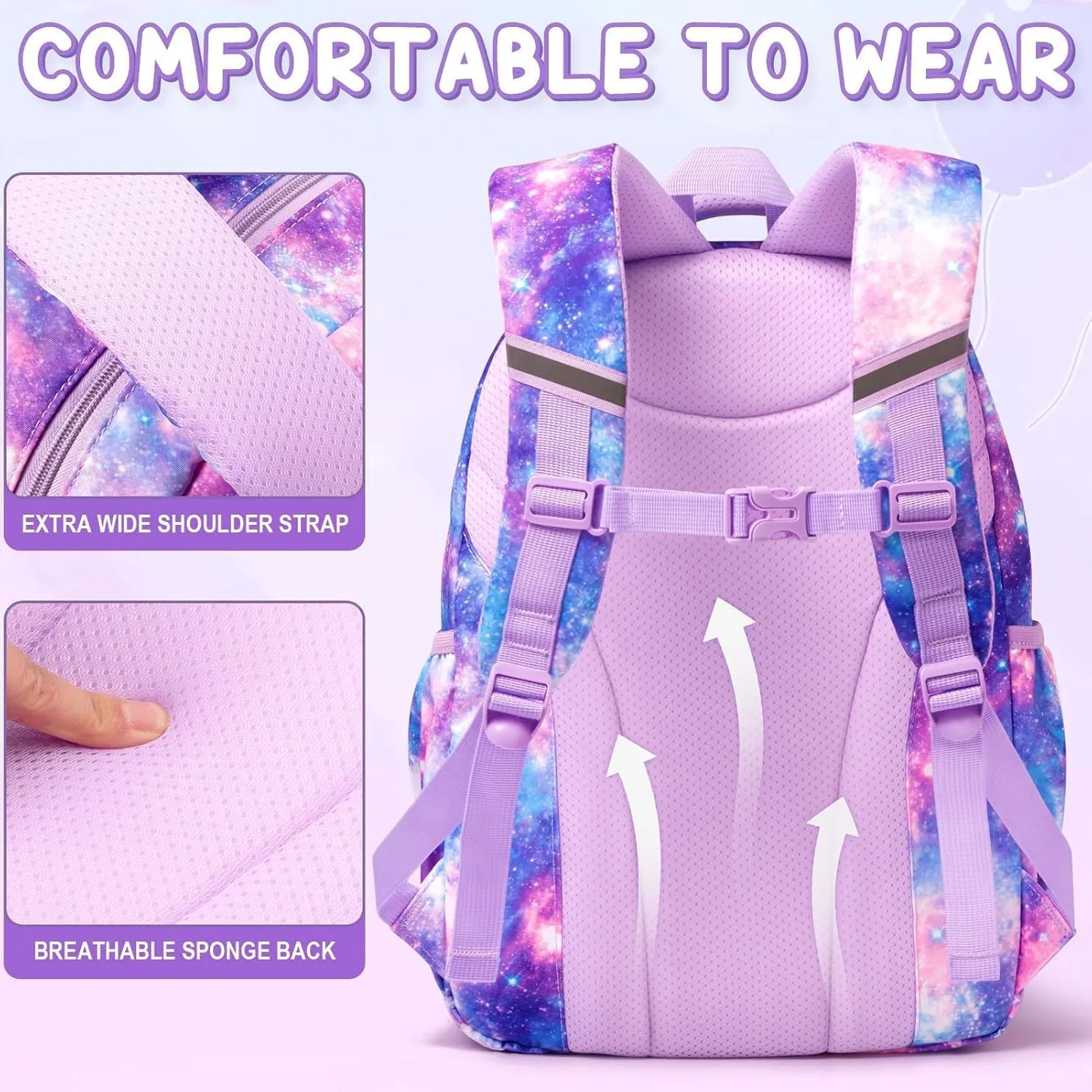 Fimibuke Backpack for Girls Boys, 3Pcs Waterproof Kids Backpack with Lunch Box & Pencil Pouch - Lightweight School Backpack Black Bookbag for Ages 6  Elementary Middle School