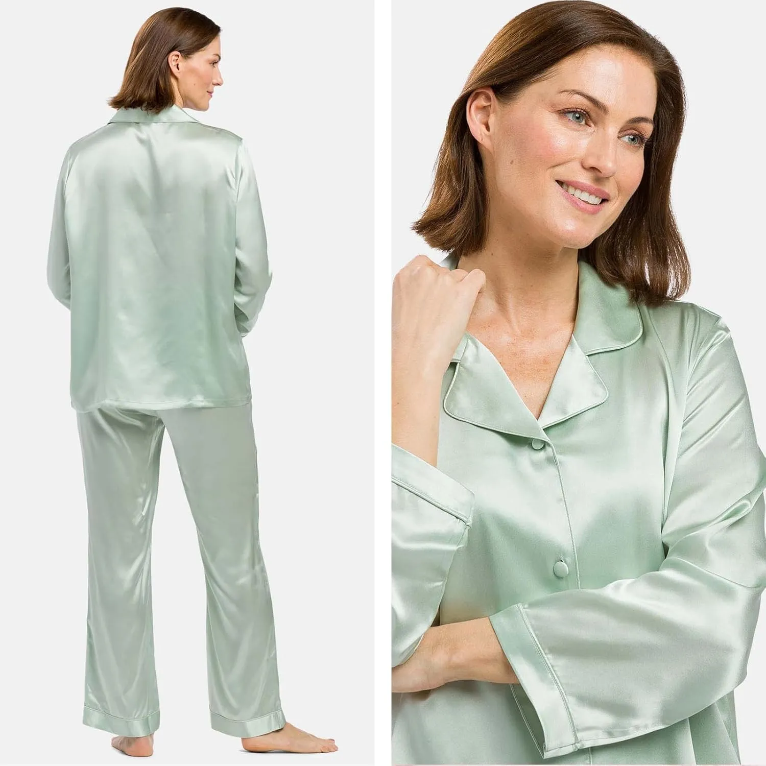 Fishers Finery Women's 100% Mulberry Silk Long Pajama Set with Gift Box