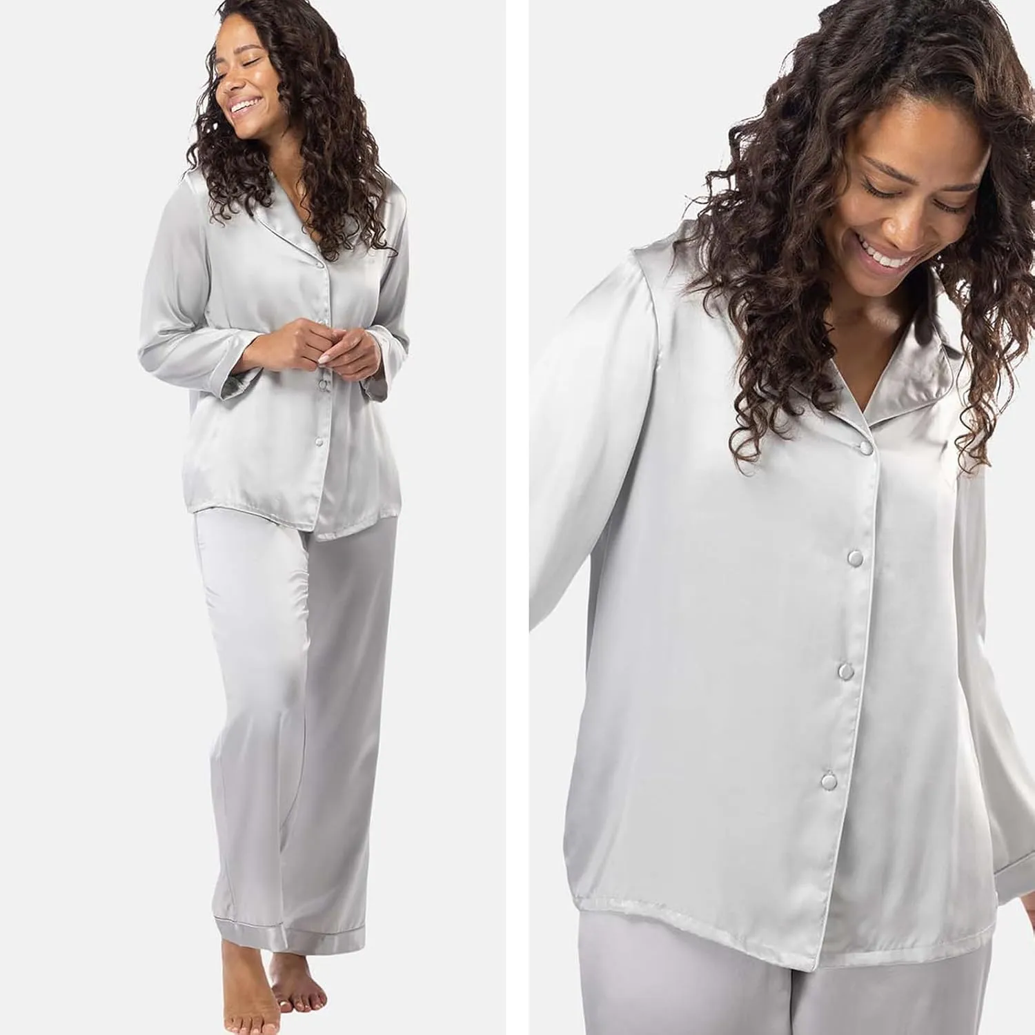 Fishers Finery Women's 100% Mulberry Silk Long Pajama Set with Gift Box