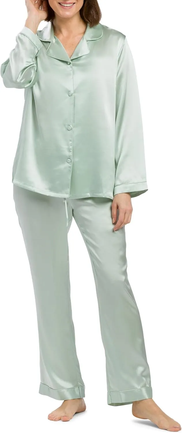 Fishers Finery Women's 100% Mulberry Silk Long Pajama Set with Gift Box