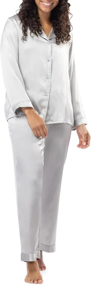 Fishers Finery Women's 100% Mulberry Silk Long Pajama Set with Gift Box
