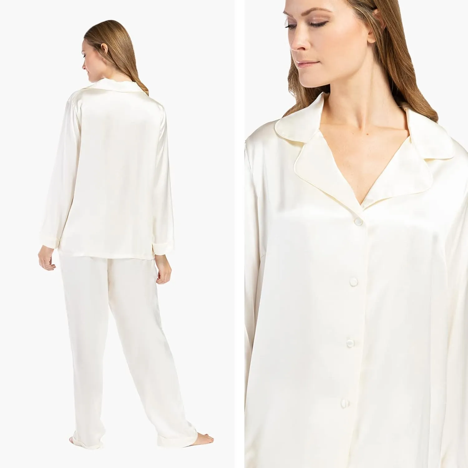 Fishers Finery Women's 100% Mulberry Silk Long Pajama Set with Gift Box