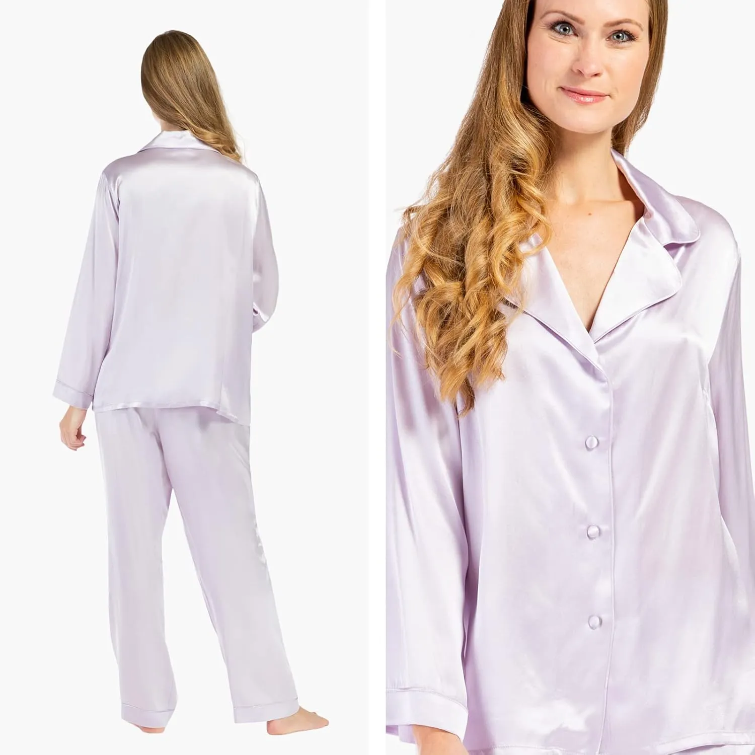Fishers Finery Women's 100% Mulberry Silk Long Pajama Set with Gift Box
