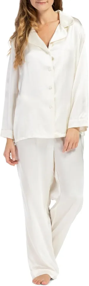 Fishers Finery Women's 100% Mulberry Silk Long Pajama Set with Gift Box