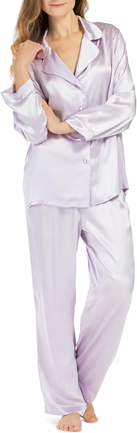Fishers Finery Women's 100% Mulberry Silk Long Pajama Set with Gift Box