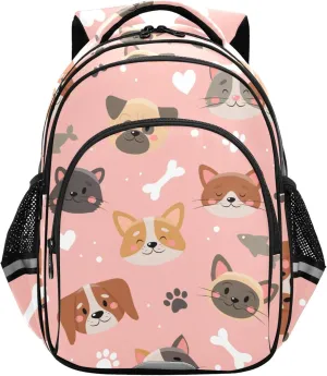 Fisyme Cats Dogs Paw Backpack Laptop Back Pack Daycare Bag Bookbag Travel School Backpacks Medium