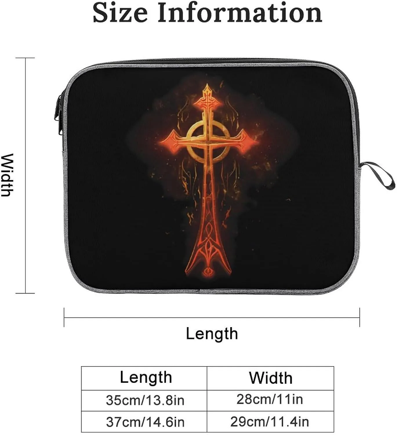 Flaming Egyptian Ankh Laptop Sleeve Case Shockproof Protective Carrying Bag Travel Briefcase