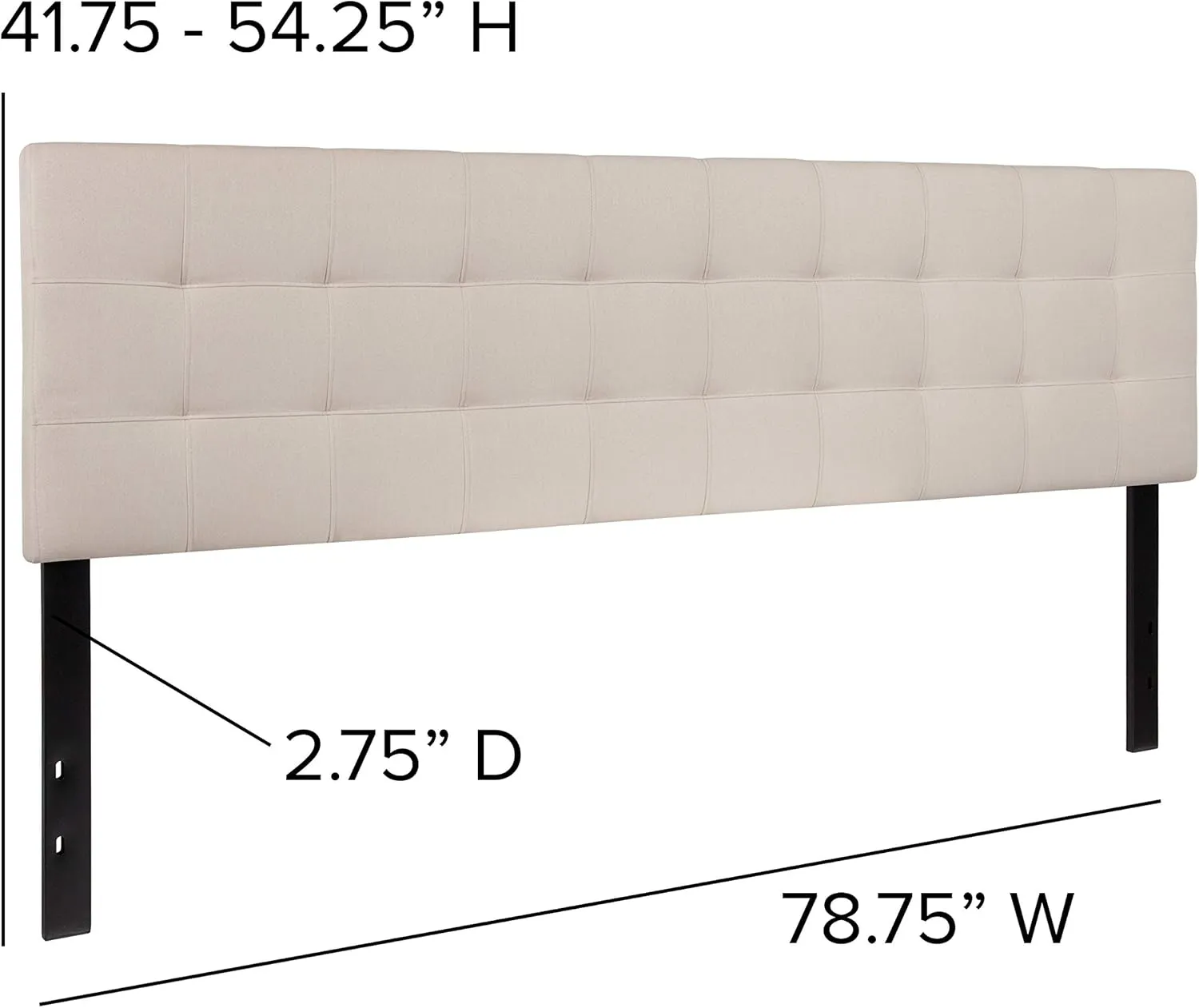Flash Furniture Bedford Tufted Upholstered King Size Headboard in Beige Fabric