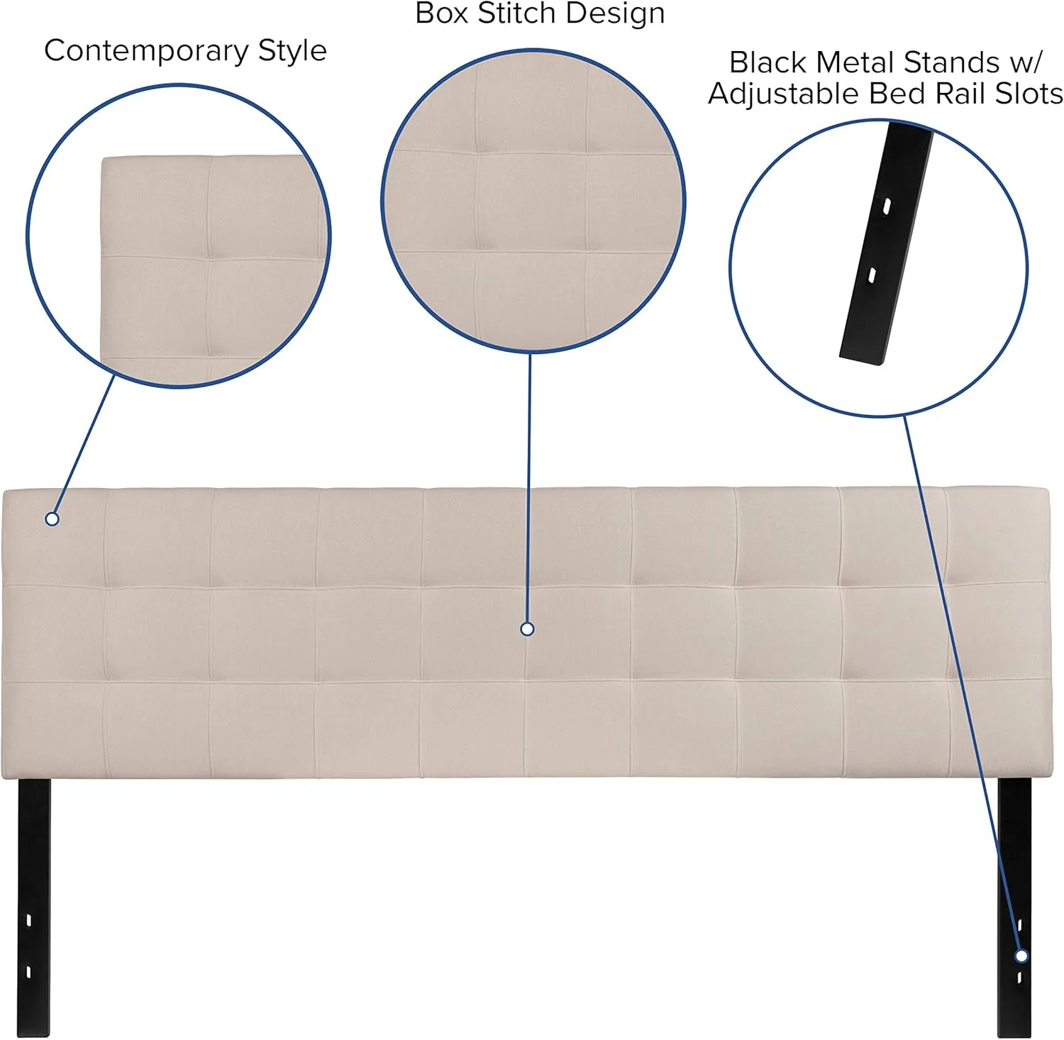 Flash Furniture Bedford Tufted Upholstered King Size Headboard in Beige Fabric