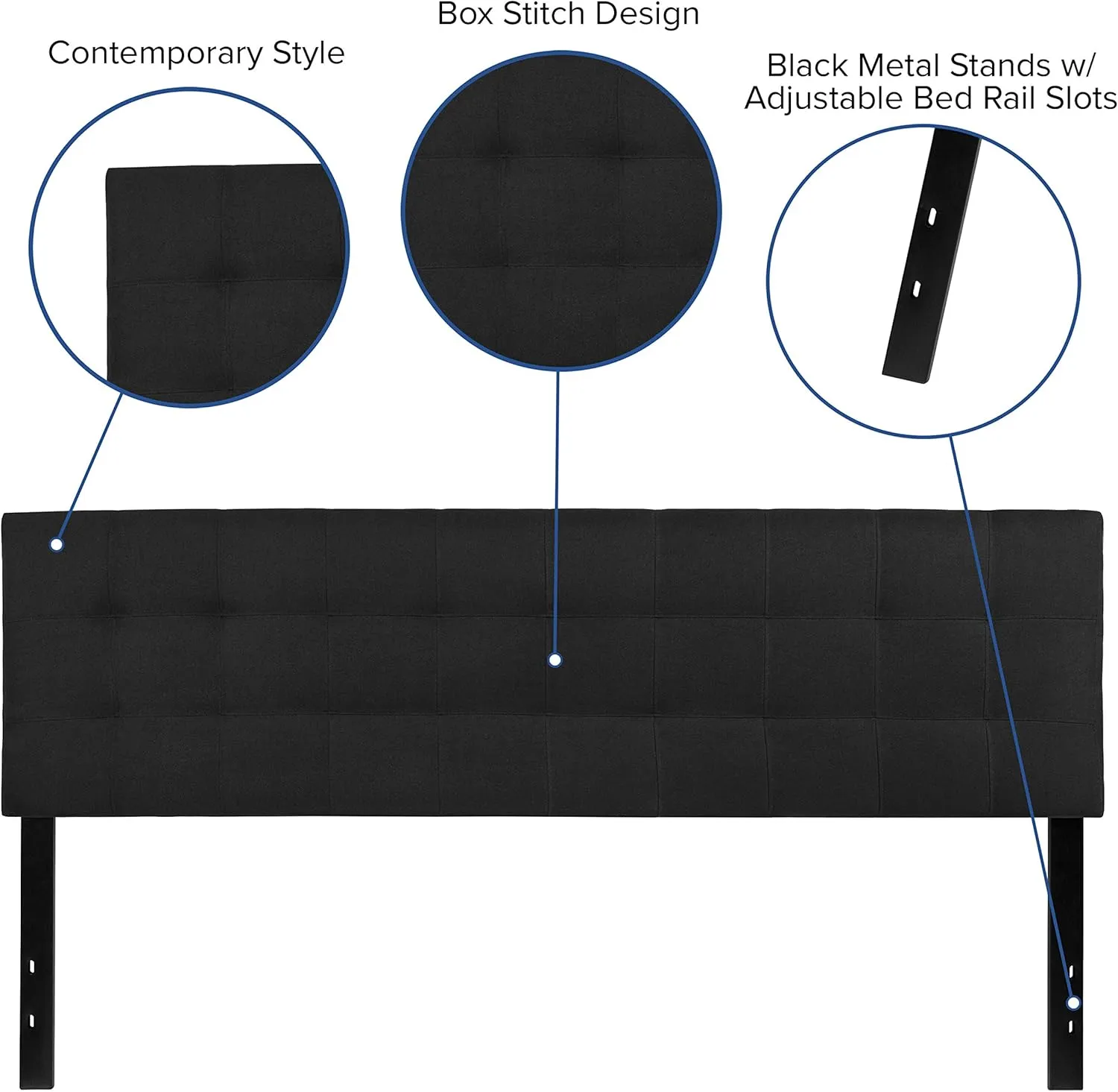 Flash Furniture Bedford Tufted Upholstered King Size Headboard in Black Fabric
